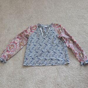 THML Blue and Pink Floral Top